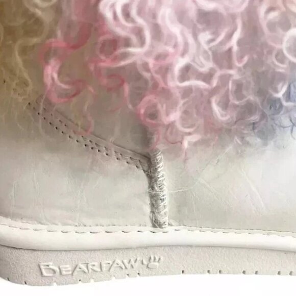 Bearpaw Boo Tie Dye Shearling Wool Curly Lamb Fur Mongolian Sherpa Boots Size 8 - Picture 6 of 11